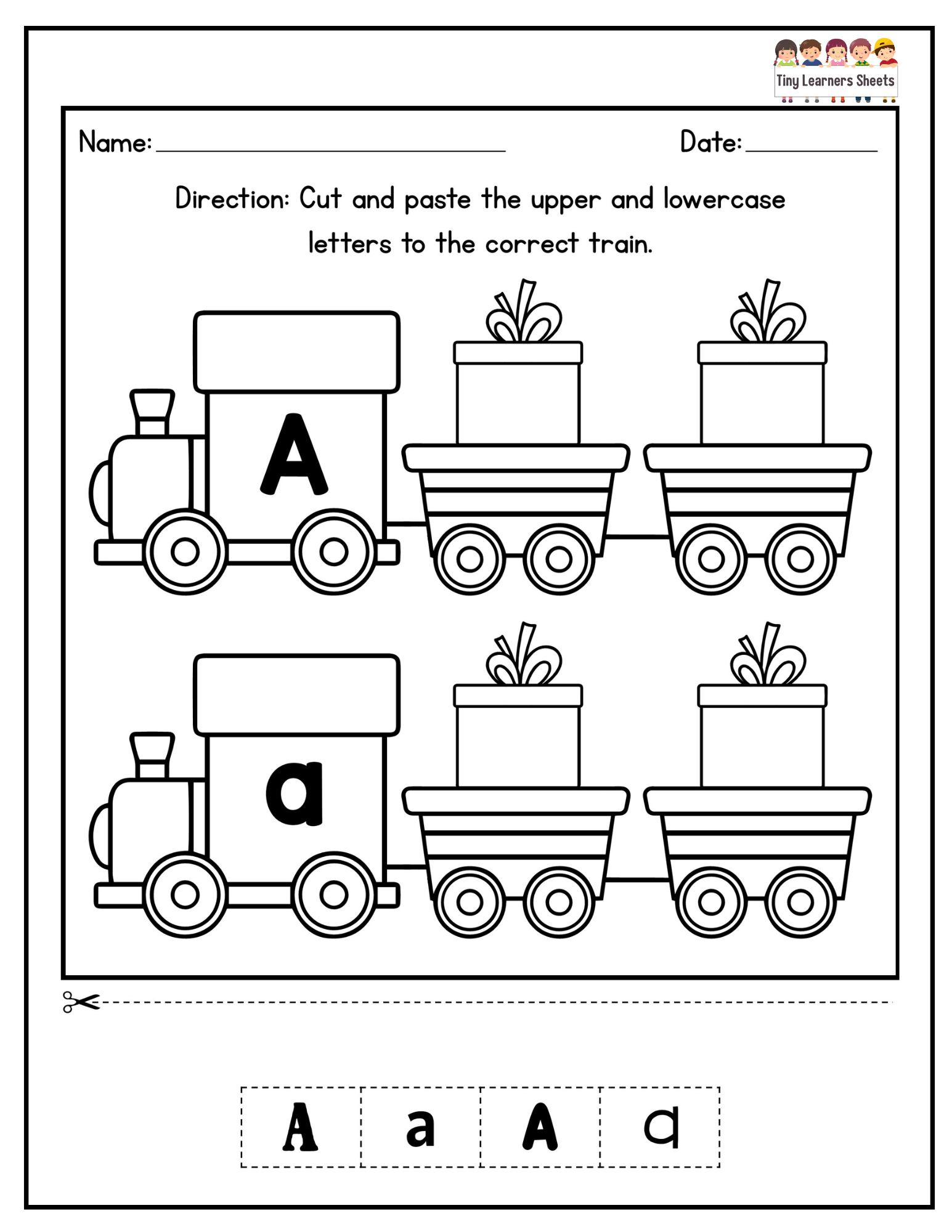 Cut and Paste Worksheet for Letter A